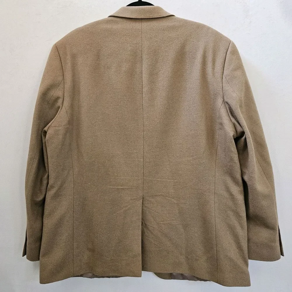 Lauren Ralph Lauren Blazer Jacket Mens 48R Camel Wool Cashmere Silk Sport Preppy